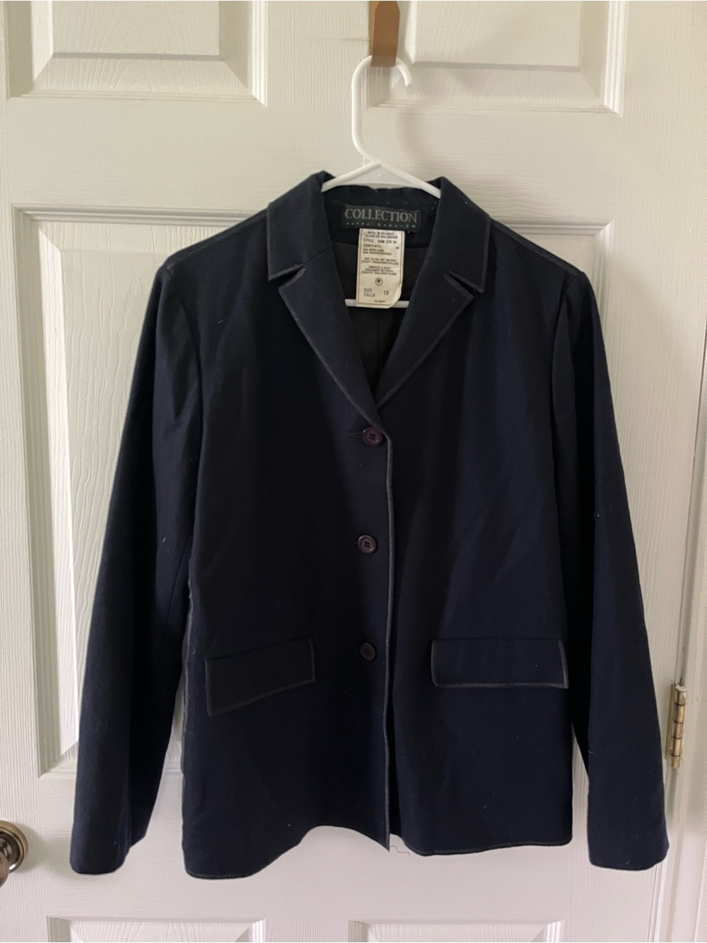 Collection B Women's Navy Single-Breasted Blazer Jacket